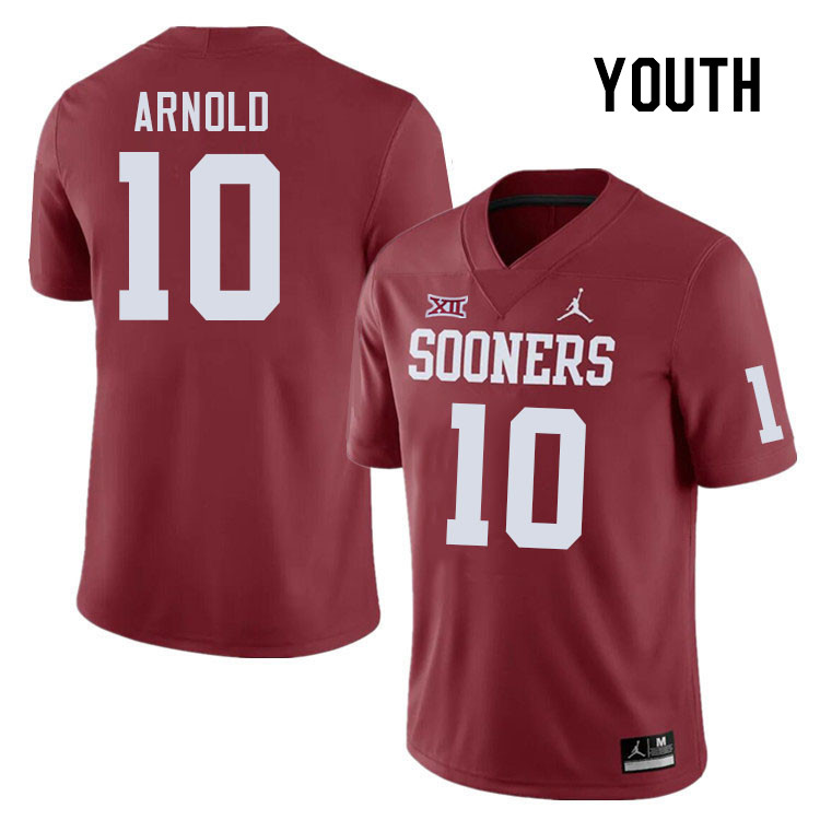 Youth #10 Jackson Arnold Oklahoma Sooners College Football Jerseys Stitched-Crimson